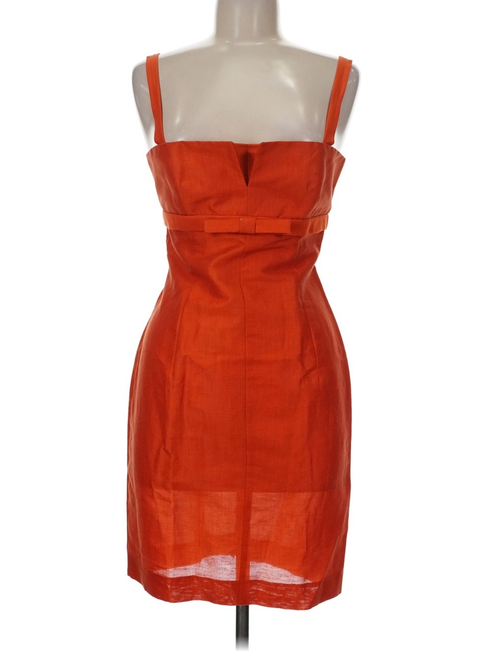 Tara Jarmon Rust Orange Square-Neck Linen Mini Dress
